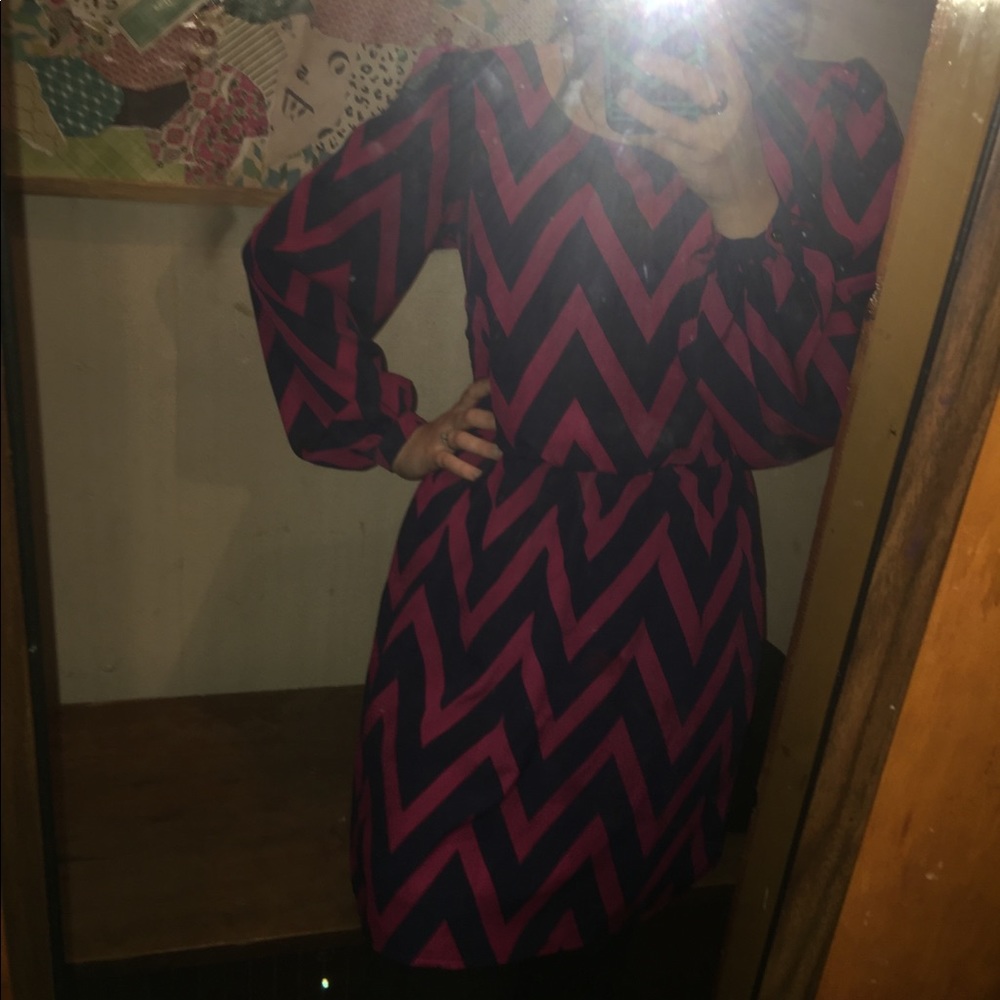 Blue and Pink Chevron Dress